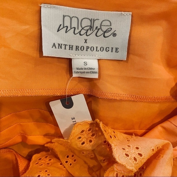 ANTHROPOLOGIE X MARE MARE Josephine Ruffle Eyelet Lace Trim Top Orange Size S - Picture 10 of 11